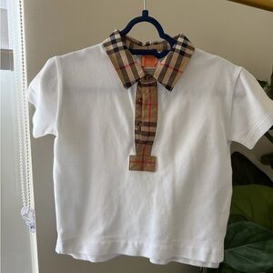 Burberry White Polo with Plaid Accents
